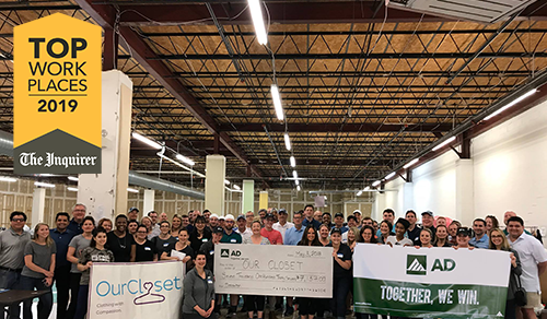 AD Wins 2019 Top Workplace Award Presented by The Philadelphia Inquirer AD Wins 2019 Top Workplace Award Presented by The Philadelphia Inquirer
