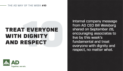 Treat everyone with dignity and respect, all the time.