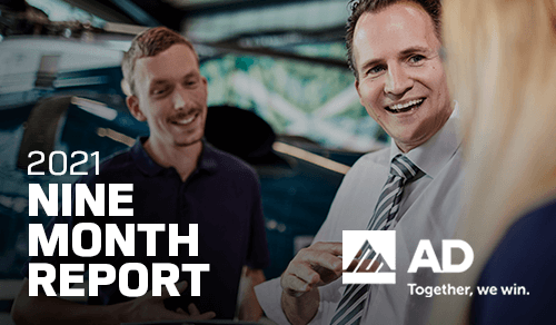AD continues record-setting sales with 34% increase in first nine months of 2021
